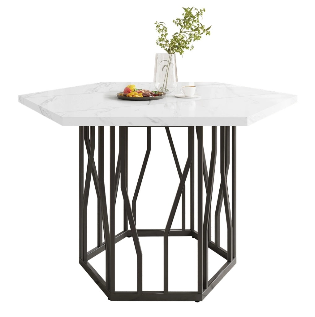 Set tavolo da pranzo esagonale con 4 sedie in velluto verde