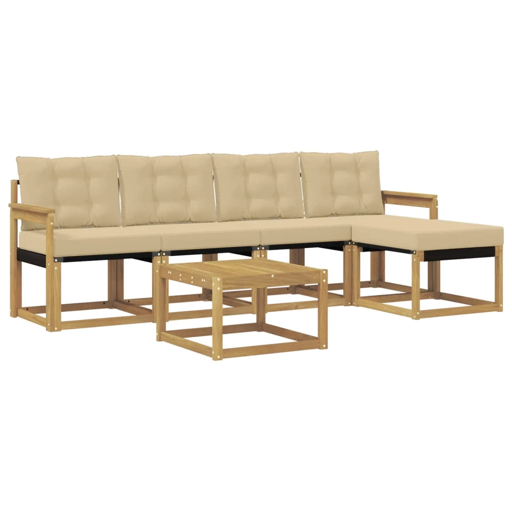 Set di divani da esterno con cuscino 6 pcs Bianco e Beige 3389399