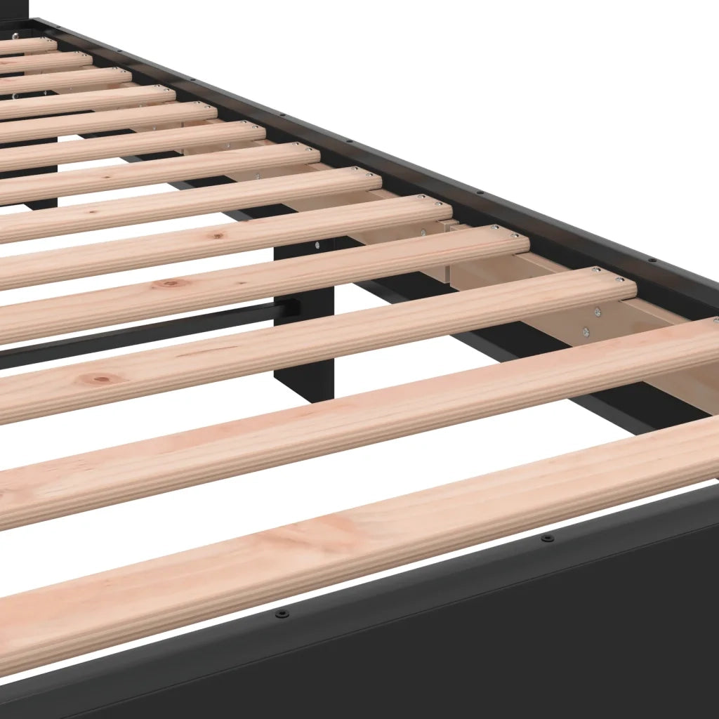 Giroletto-Struttura Letto Nero 75x190 cm in Legno Multistrato e Metallo 691059