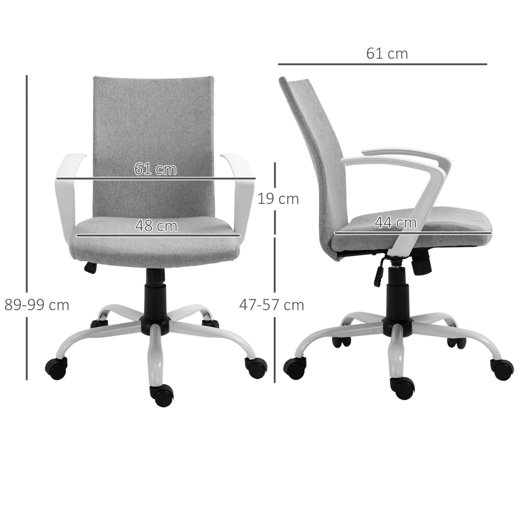 Sedia da Ufficio Girevole Regolabile in Tessuto ¨C zephmum ¨C Grigio Chiaro 61x61x89-99 cm
