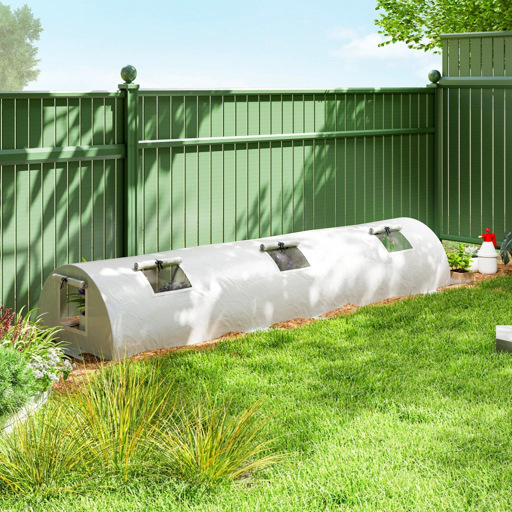 Serra da giardino a tunnel con finestra in rete ¨C Xylo ¨C plastica UV resistente bianco 300x80x45 cm