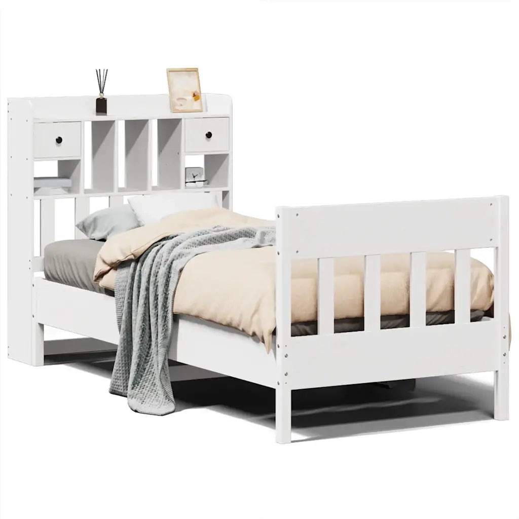 Letto singolo | Letto per adulti | Letto senza Materasso Bianco 90x190 cm in Legno Massello Pino