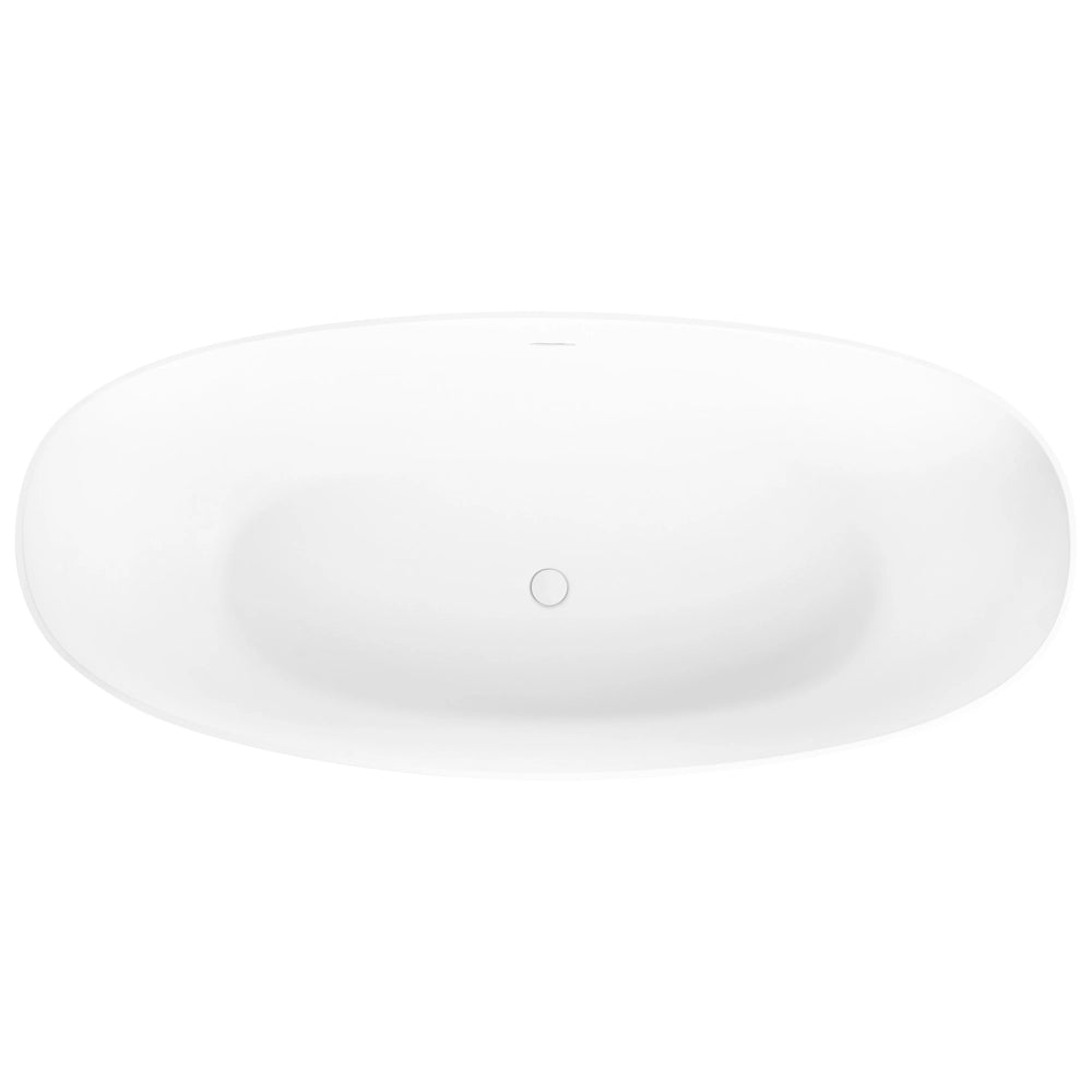 Vasca da bagno freestanding ovale con superficie solida e bordo sottile 170 cm bianca