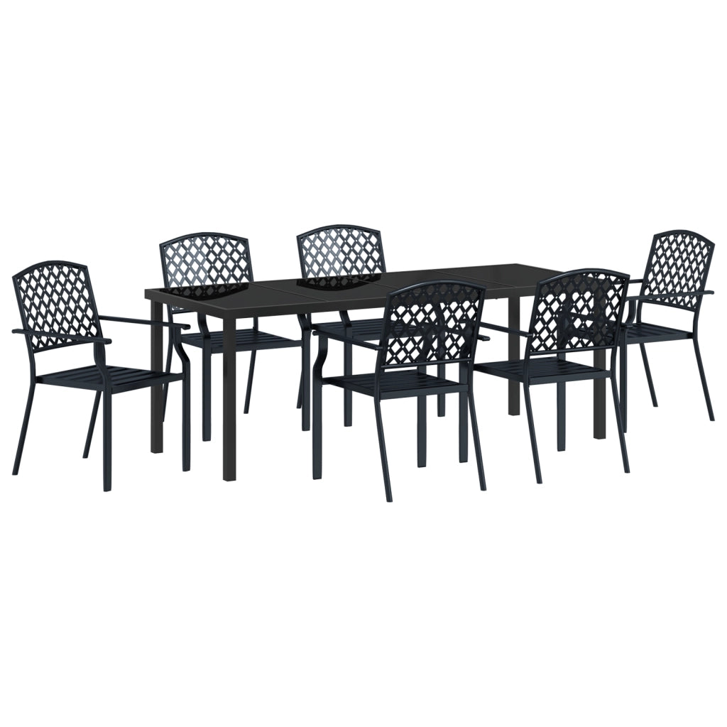Set da Pranzo da Giardino 3 Pezzi Acciaio Antracite