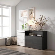 Cassettiera, 157x35x75cm, Camera da letto, Con Stoccaggio, Bianco e nero RF3421