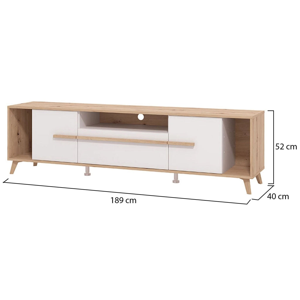 Cavour, Mobile Porta tv un Cassetto, 189x40x52h cm Beige