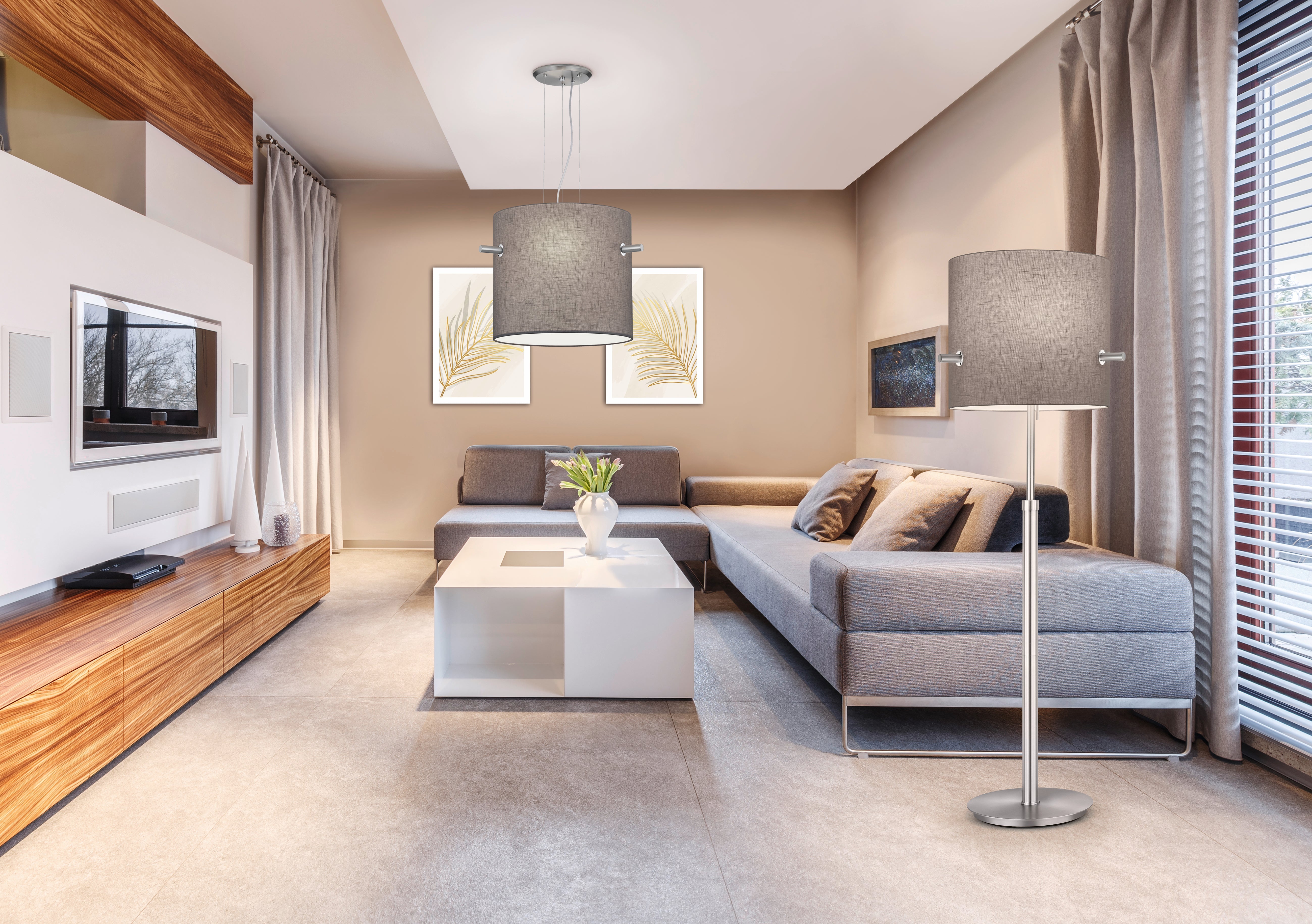 Lampada a Sospensione da Interno  E27 in Metallo Nickel Opaco