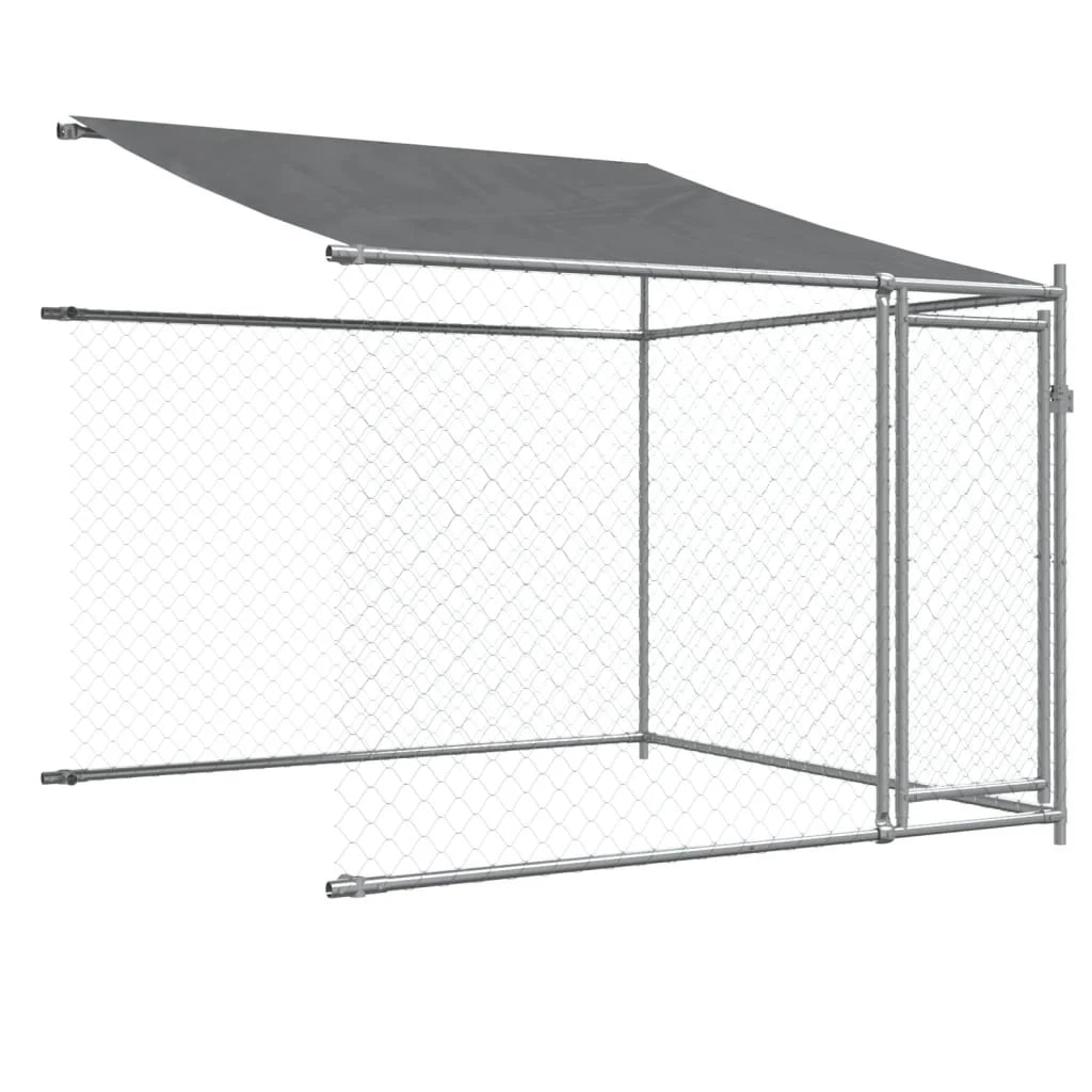 Gabbia per cani con tetto e porte 8 x 2 x 2 m acciaio zincato grigio 02_0041636
