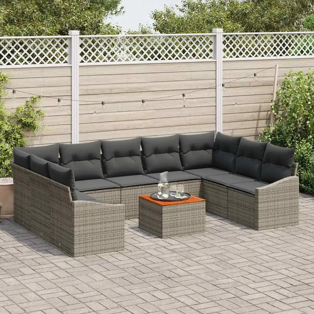 Set Divano da Giardino 10 pcs Grigio polyrattan