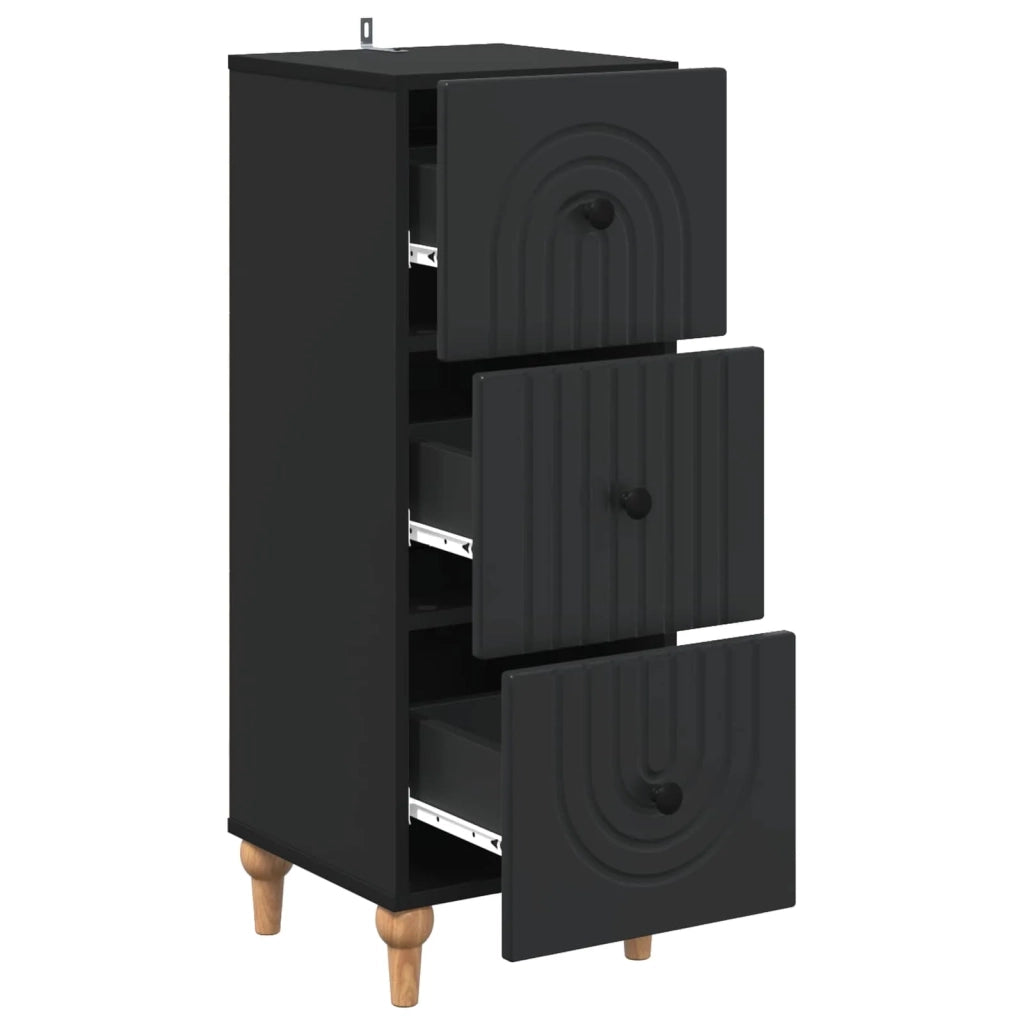 Mobile con Cassetti Nero 33 x 34,5 x 90 cm Legno ingegnerizzato 894156