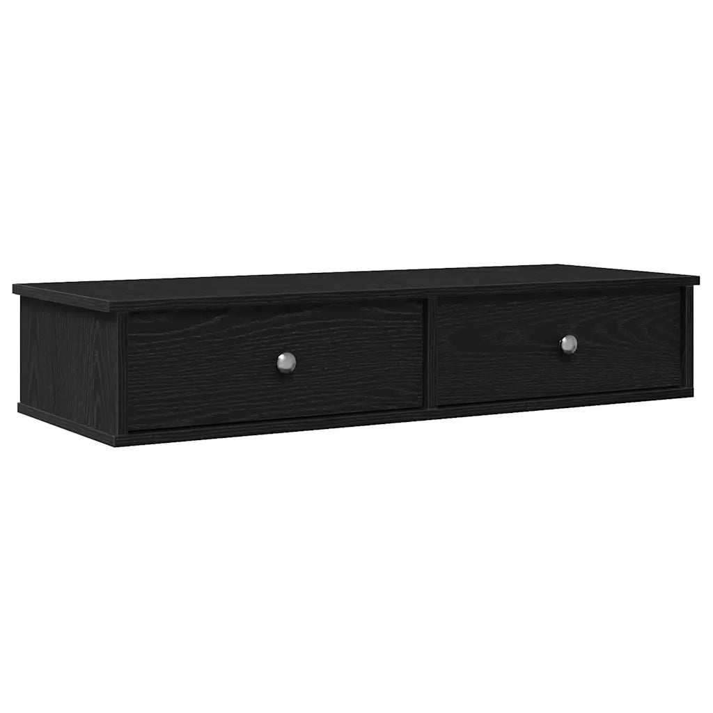 Scaffale a Parete con Cassetti Nero 100x37,5x19cm in Truciolato 859960