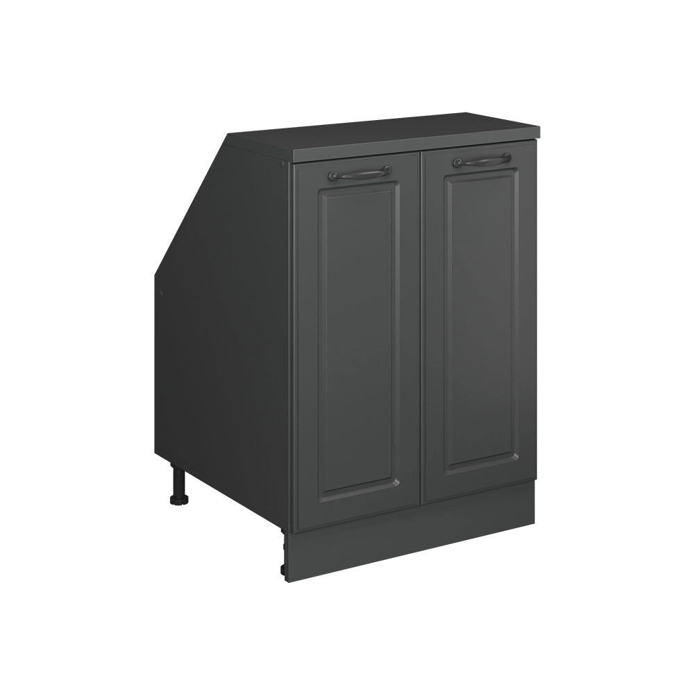 Mobile cucina sottotetto R-Line Antracite rustico/Antracite 60 cm con 2 porte, carcassa 60 cm profondità Vicco
