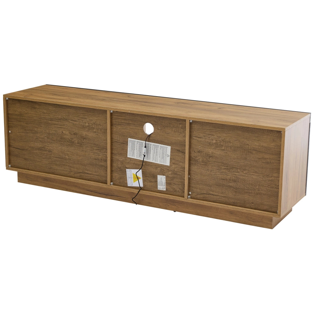 Mobile TV 160 cm nero e rovere con LED, vano portaoggetti, 2 colli