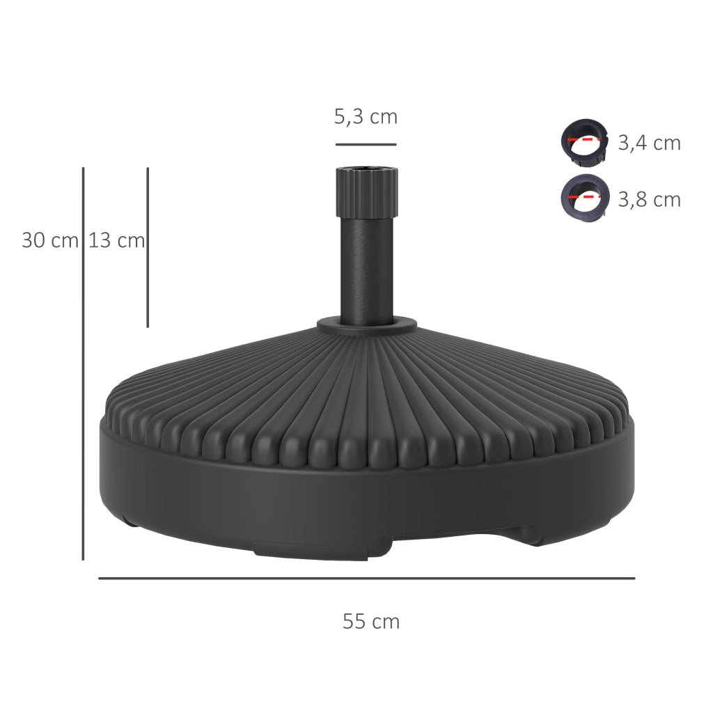 Supporto parasole in HDPE con riempimento acqua sabbia ¨C Zephmum ¨C Nero ?55x30cm