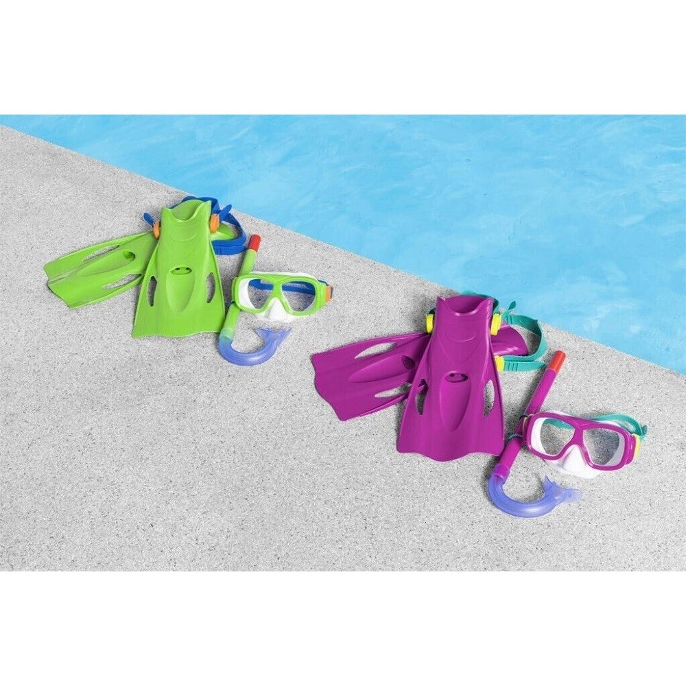 Trade Shop - Set Maschera Boccaglio Pinne Snorkeling Freestyle 7-14 Anni Piscina Mare 25019 -