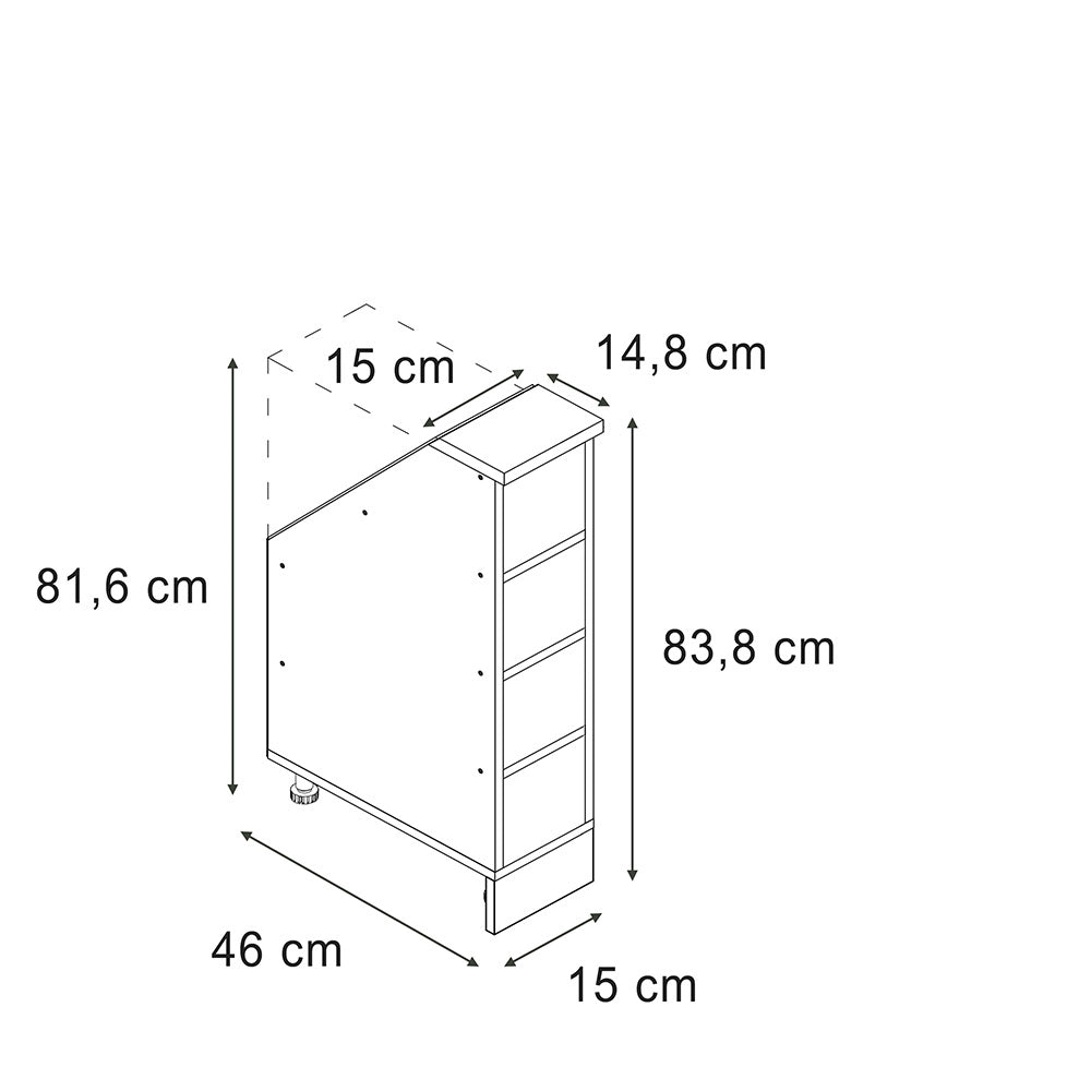 Mobile cucina sottotetto R-Line Bianco 15 cm con 4 scomparti Vicco