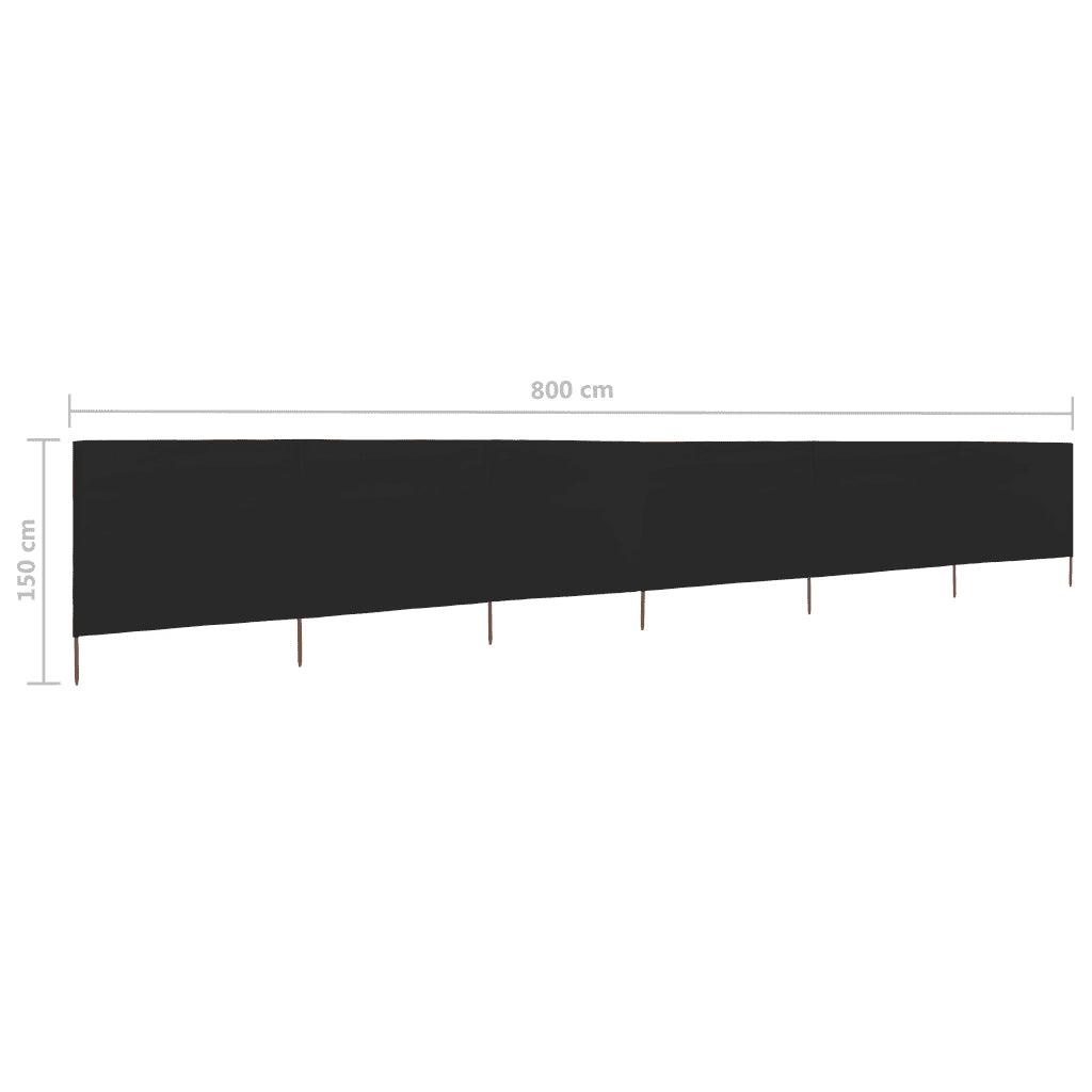 Paravento a 6 Pannelli in Tessuto 800x120 cm Nero 47178