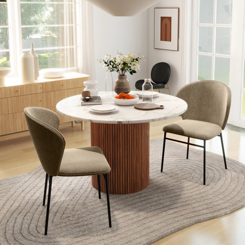 Set 2 Sedie da Pranzo Imbottite in Tessuto ¨C Zephmum ¨C Marrone Chiaro