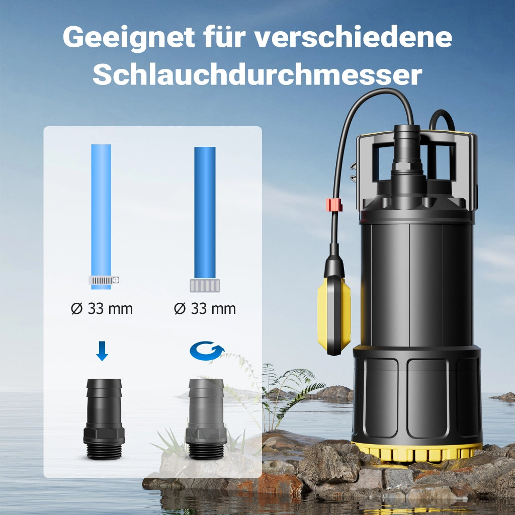 Pompa sommersa, 1200W 6000 l/h, prevalenza 40 m, Elettropompa a immersione per pozzi e cisterne