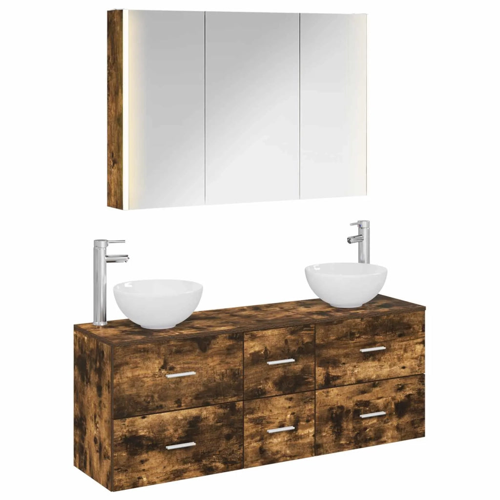 Set di mobili per il bagno 4 pcs Rovere Fumo 3406707