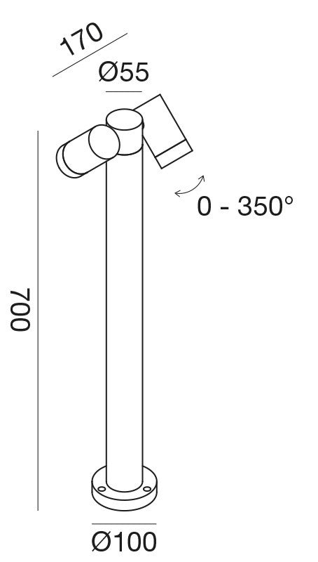Paletto da Esterno GES1123 Struttura Alluminio Pressofuso Attacco GU10 IP65 Antracite - Gealuce