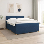 Letto box spring con materasso Blu 200 x 200 cm Tessuto 3453022