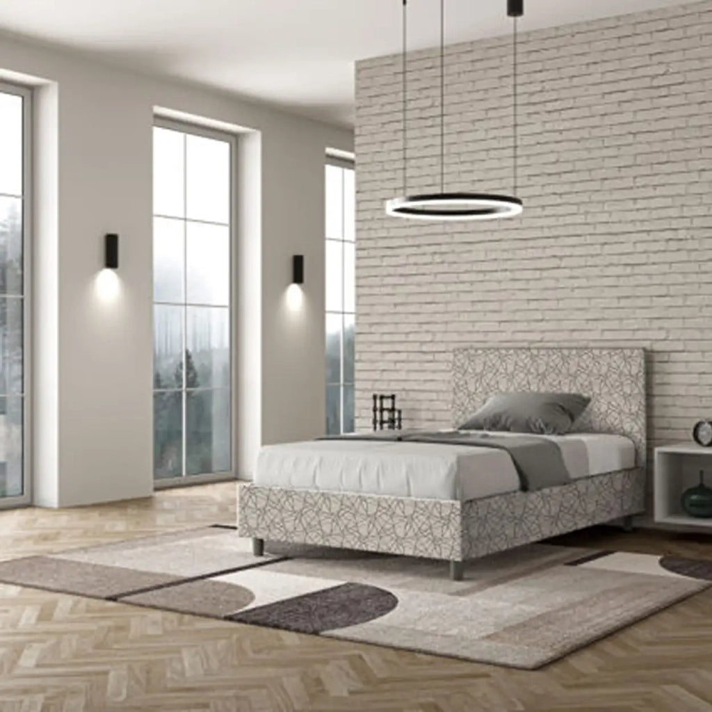 Letto una piazza e mezza contenitore imbottito 120x210 tessuto Era 2 grigio Adele