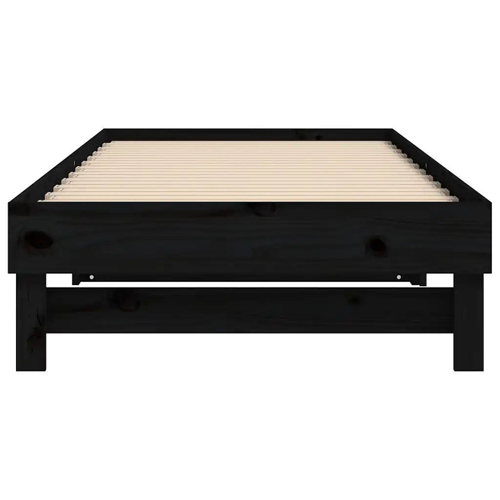 Dormeuse Estraibile Nera 2x(80x200) cm Legno Massello di Pino