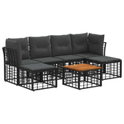 Set di divani da esterno 7 pcs Nero e Grigio scuro Poliestere 3437527