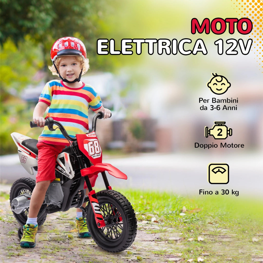 Moto Elettrica per Bambini con Rotelle ¨C zephmum ¨C Rosso PP Metallo 109.5x60x72.5 cm