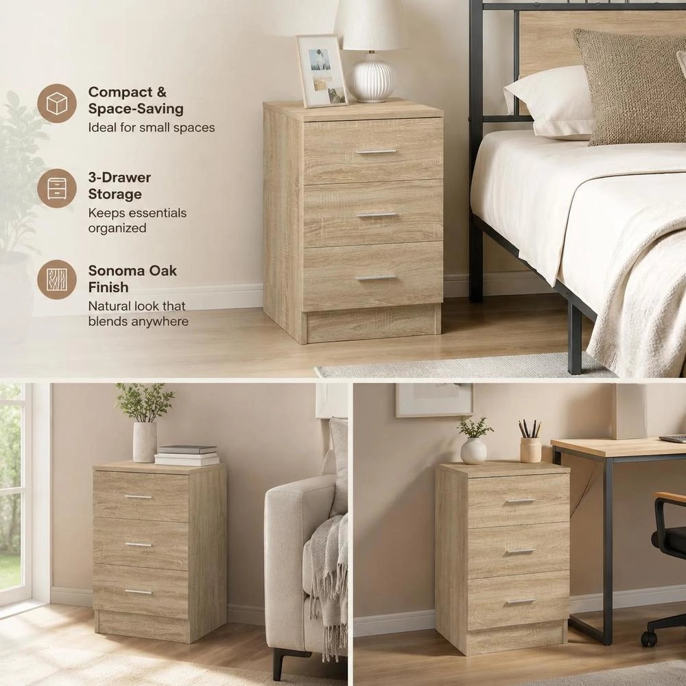 Bedside Tables 2 Pcs. Sonoma Oak 38x35x56 Cm Wood Material