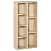 Libreria Scaffale 7 Cubi per Interno, Soggiorno, Camera da Letto, 50l x 24P x 106H cm, Legno Naturale