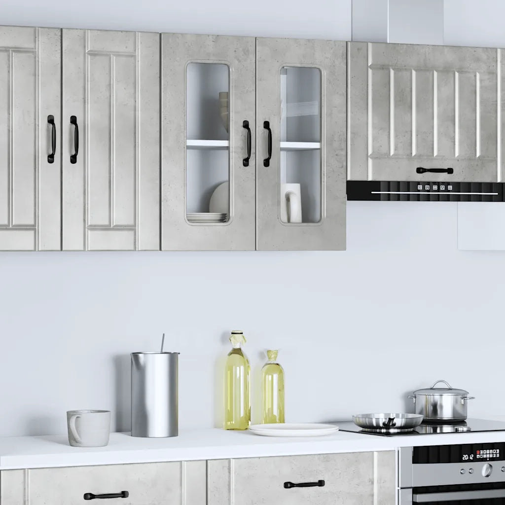Pensile da Cucina con Porta in Vetro Kalmar Grigio Cemento