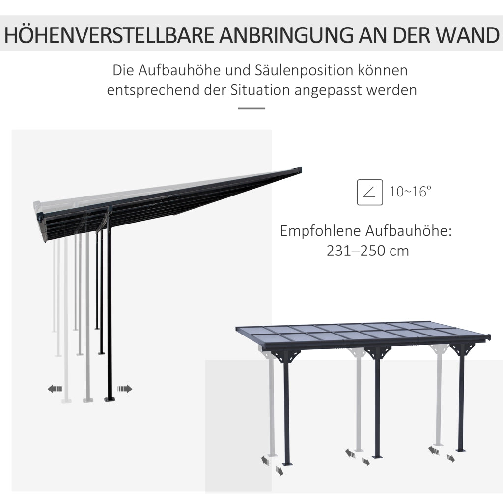 Pergola 4x3 m ¨C zephmum ¨C Grigio Alluminio 231-250 cm regolabile