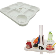 Trade Shop - Tavolino Vassoio Per Ombrellone Con Portabicchieri Scomparti Porta Snack Smartphone 670552a -