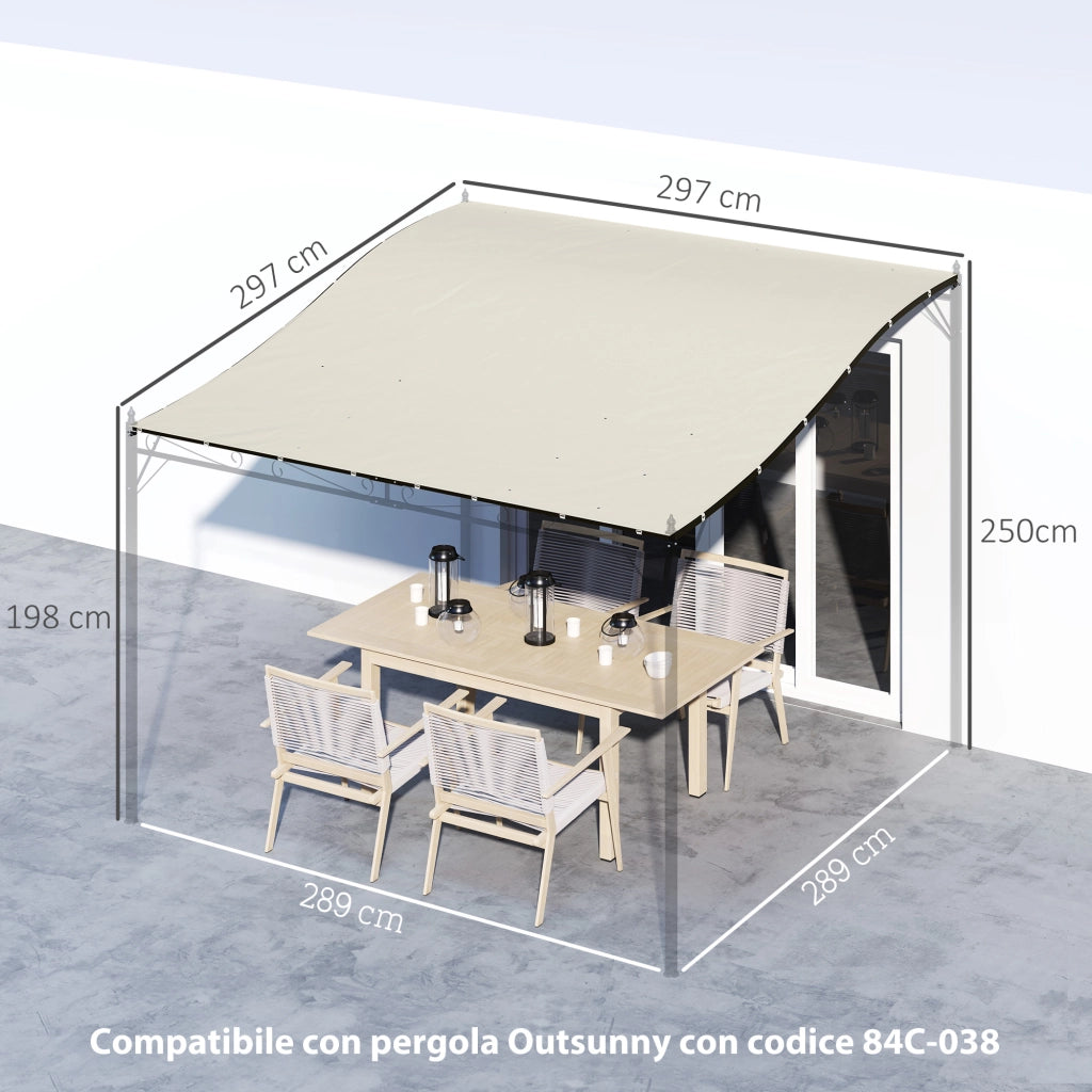 Telo Copertura per Gazebo 3x3 m ¨C zephmum ¨C Poliestere 297x297 cm Beige