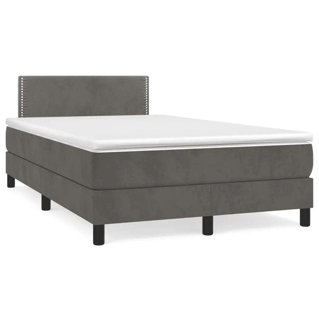 Giroletto a Molle con Materasso Grigio Scuro 120x190 cm Velluto 3269832