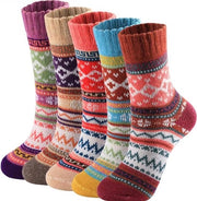 Set di Calze da Donna Calda - Inverno - Design Vintage - Calze da Donna - Calze da Casa - Calze - Calze da Donna Calda - Calze da Donna di Alta Qualità - Cotone Premium - Dimensione Unica - Regalo per Donna - Calze Dotate di Alta Isolamento e Calore