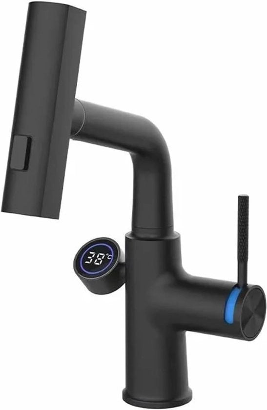 Cranio Elevatore Digitale con Regolazione Termo-Regolabile e Lavello Rotativo per Bagno - Nero