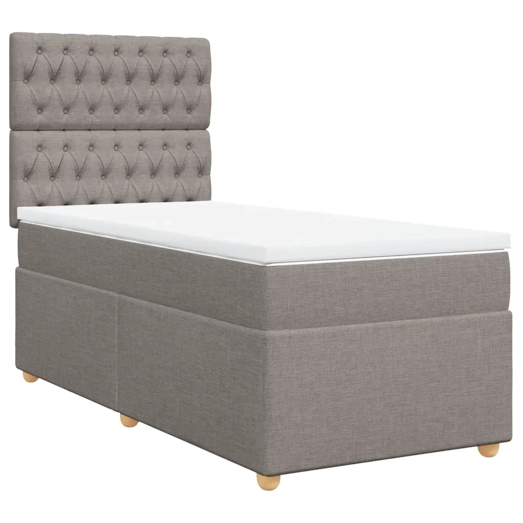 vidaXL Giroletto a Molle con Materasso Tortora 90x190 cm in Tessuto