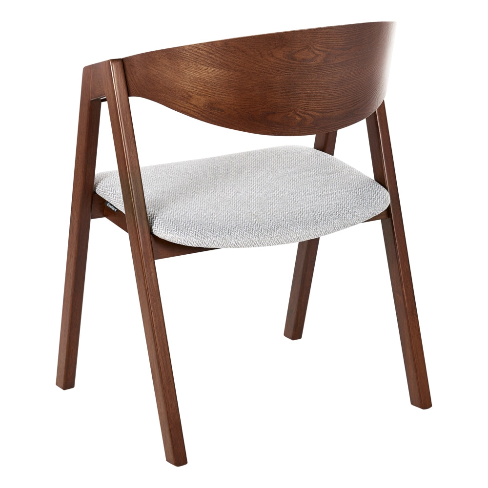 Set di 2 sedie da pranzo in legno scuro e compensato grigio tessuto in poliestere gambe in legno di caucciù stile retrò tradizionale