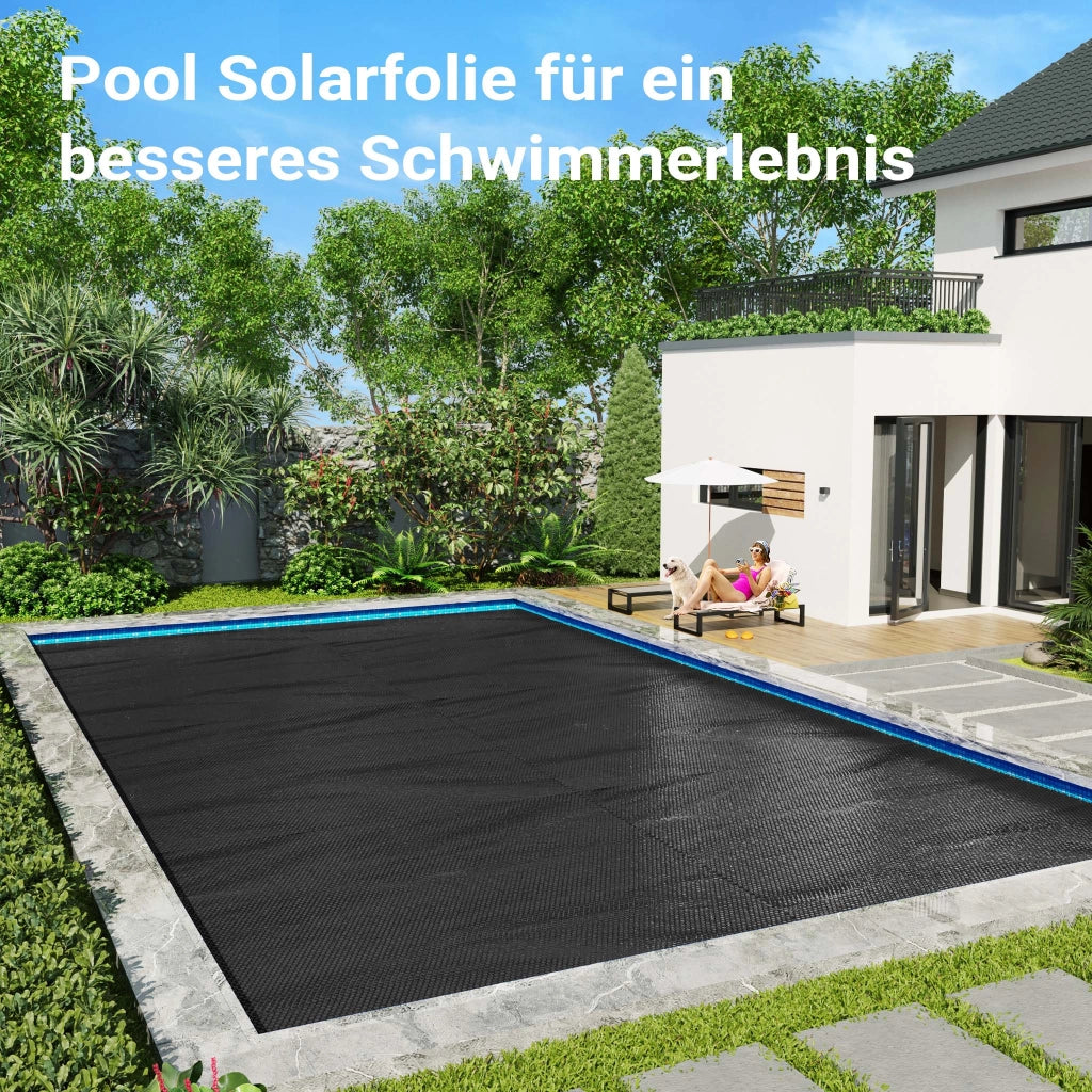 Copertura a bolle d'aria isotermica per piscina rettangolare 5x8m nero 120µ