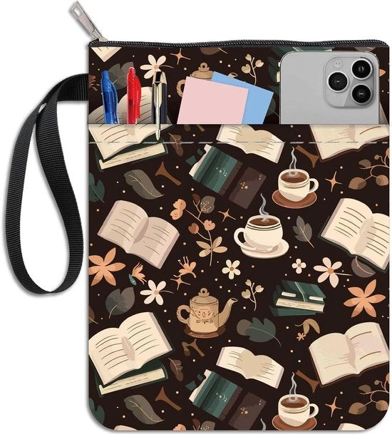Libreria Vintage con Cerniera e Disegno di Fiori, Protezione Removibile per Libri e Notebook