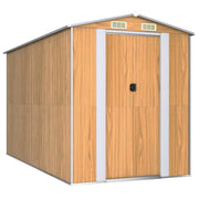 Casetta da giardino cabina ripostiglio casetta da esterno robusta casetta per attrezzi colore chiaro 192 x 357 x 223 cm acciaio zincato marrone 02_0022304