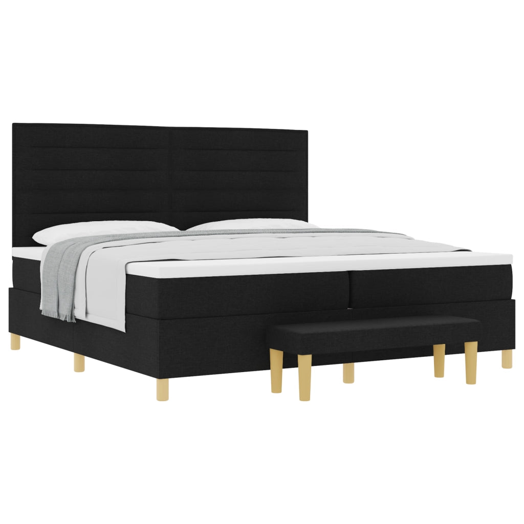 Letto a Molle con Materasso e Panchina vitaXL Nero 200x200 cm Tessuto