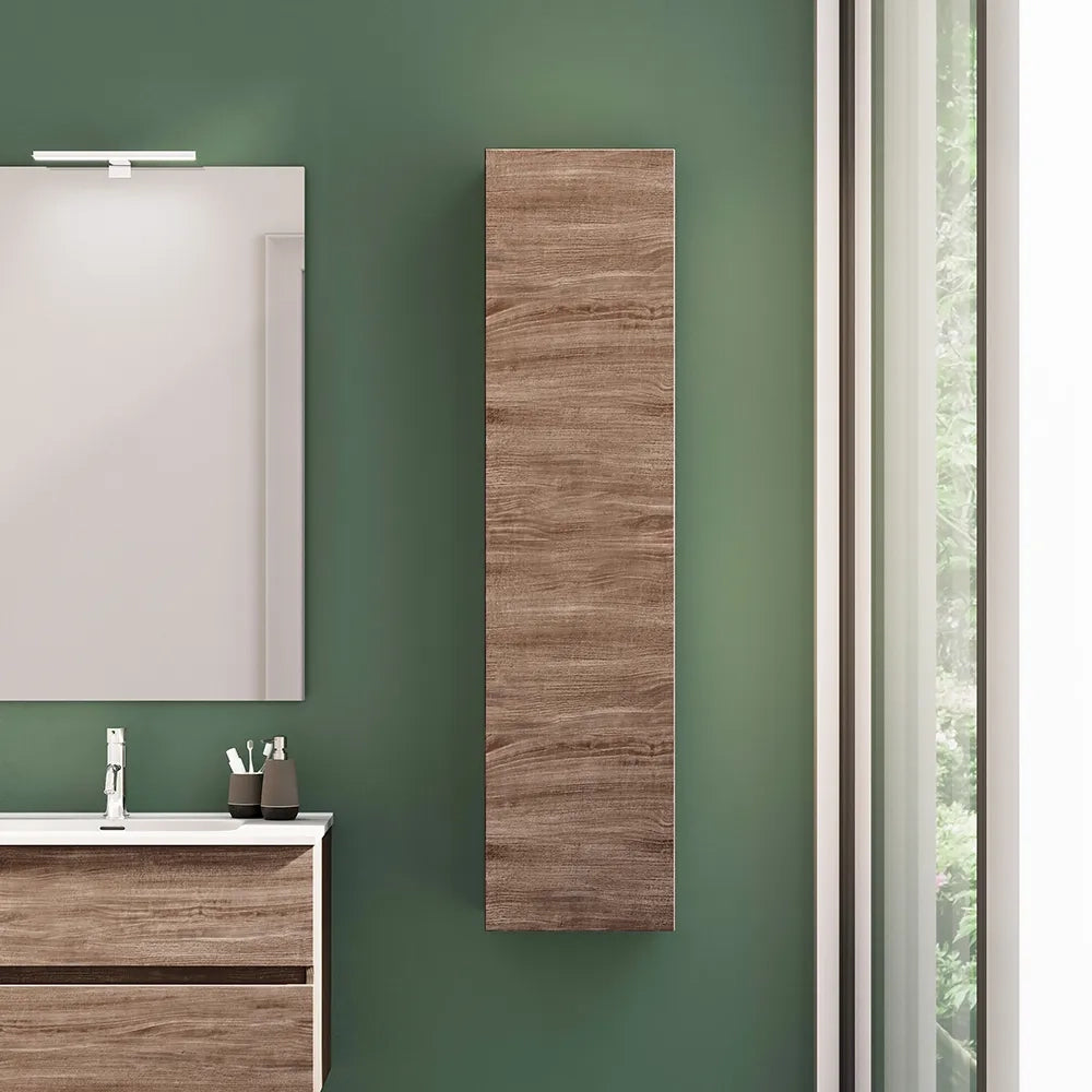 Colonna bagno sospesa altezza 140 cm rovere scuro reversibile | Yili