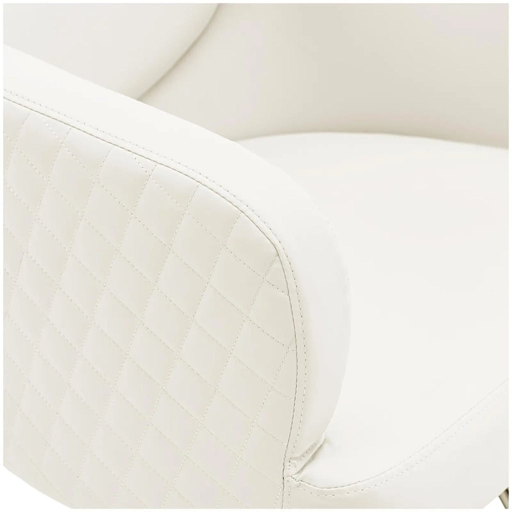Poltrona professionale per parrucchiere con poggiapiedi portata 200 kg acciaio inox PVC crema e oro 14_0008951