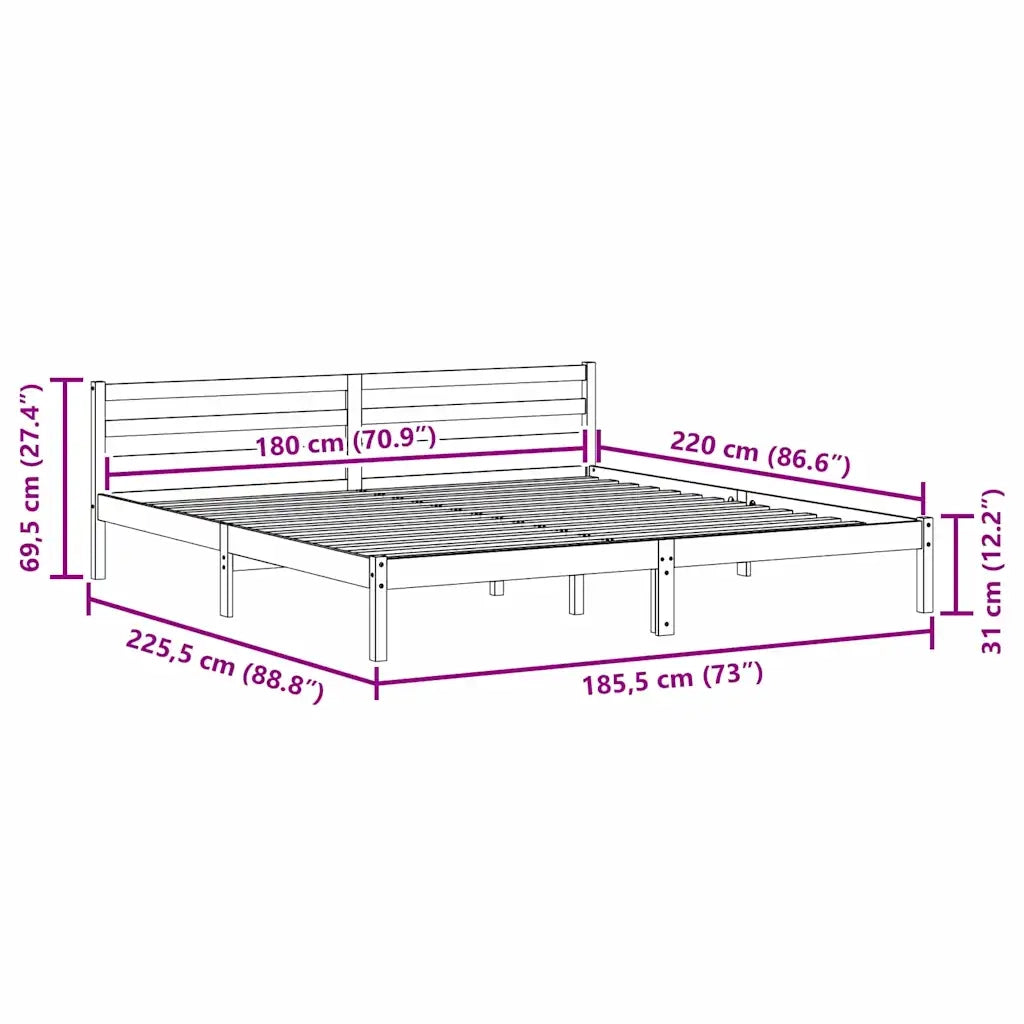 Struttura del letto-Giroletto Marrone 225,5 x 185,5 x 69,5 cm