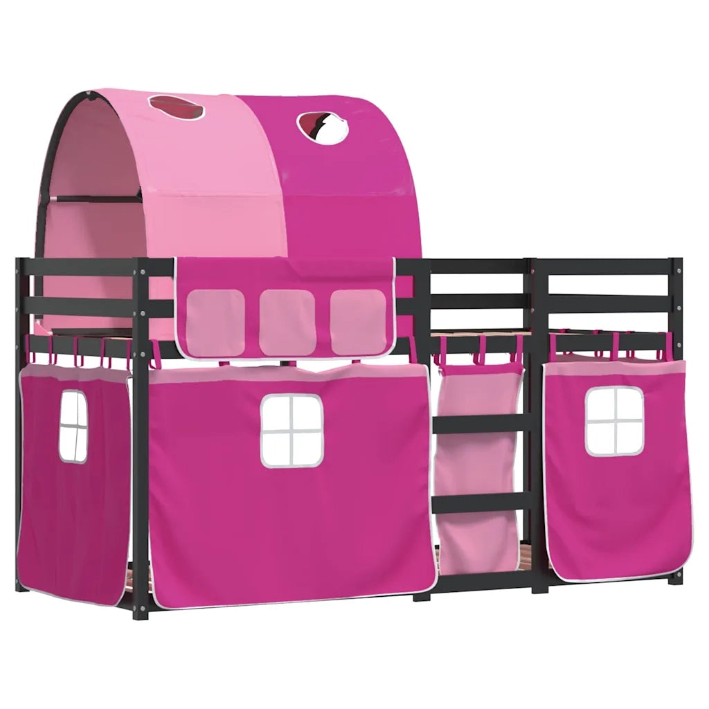 Letto a Castello senza Materasso Rosa 90x200 cm Legno di Pino