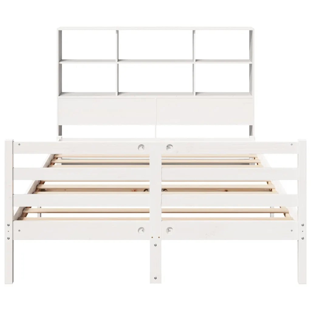 Letto Libreria senza Materasso Bianco 160x200 cm Legno di Pino 3321904